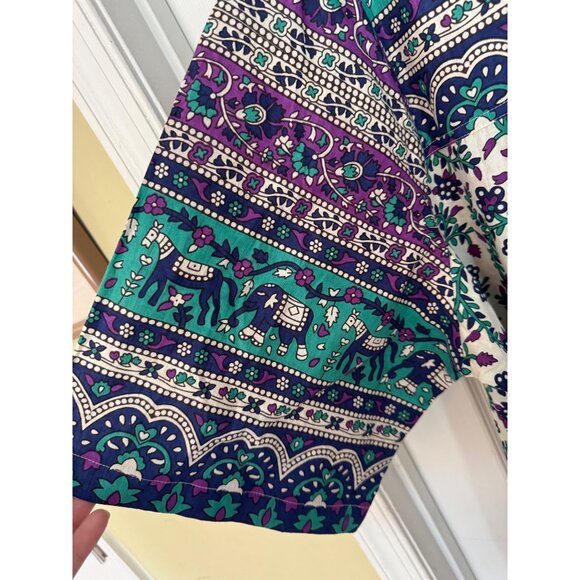 The Vermont Country Store Blue Floral Ankle Length Cotton Muumuu Plus Size 3X - Picture 7 of 7